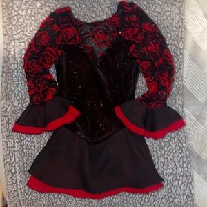 JERRYS Red and Black Sassy figure skating/dance outfit size kids M-L